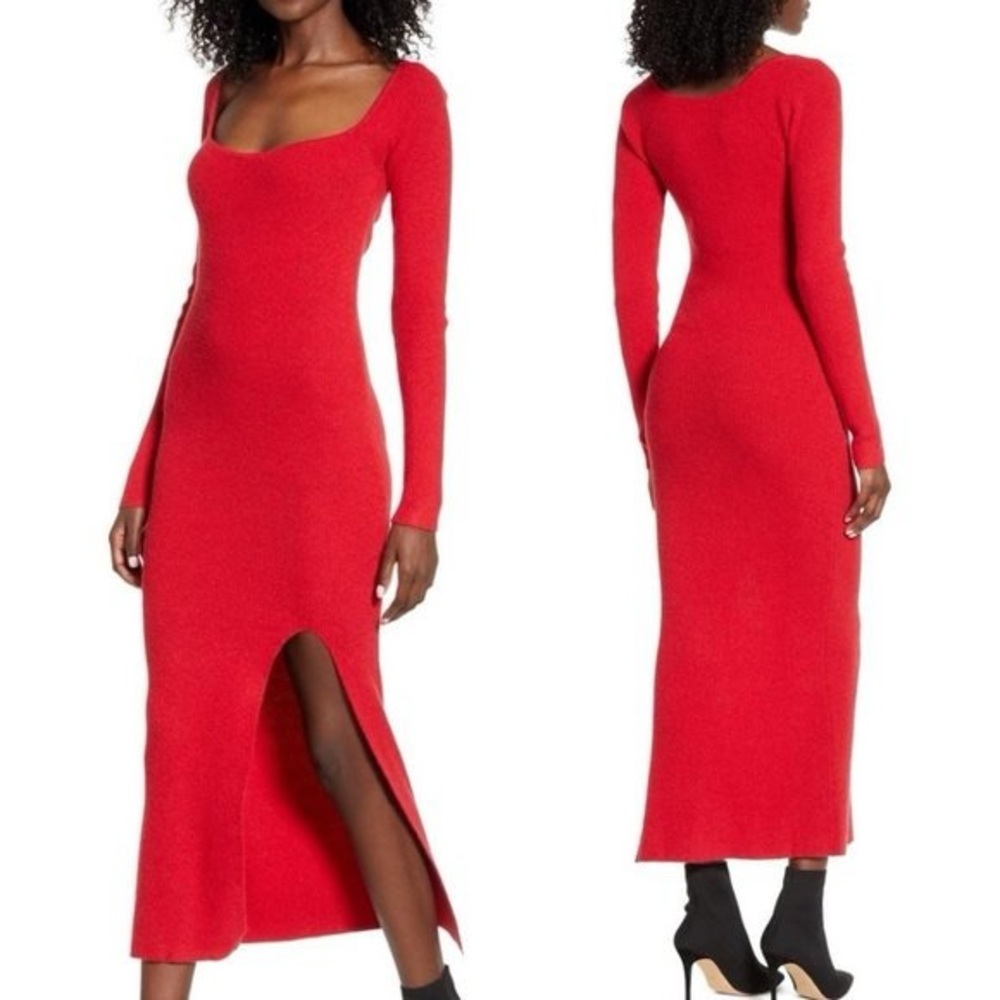 Leith Vibrant Red Long Sleeve Dress